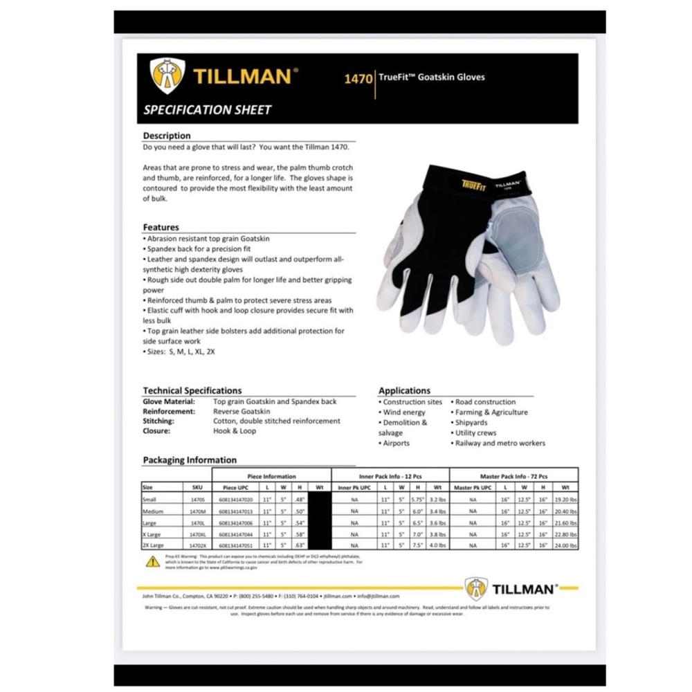 Tillman Performance TrueFit Large Gloves with 🎁 - Picture 8 of 8